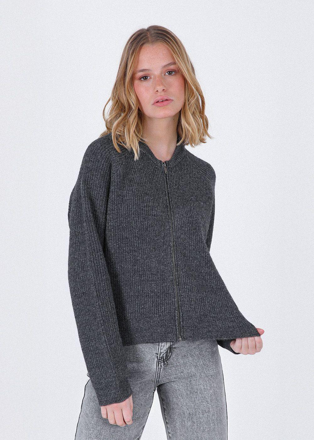 Cardigan Cuello Dark Gris Mujer Raindoor-0