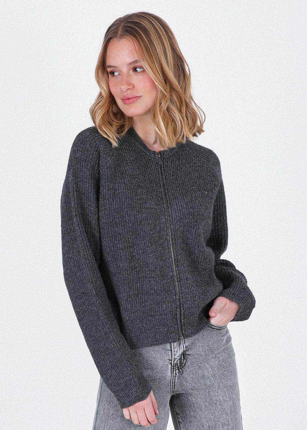 Cardigan Cuello Dark Gris Mujer Raindoor-1