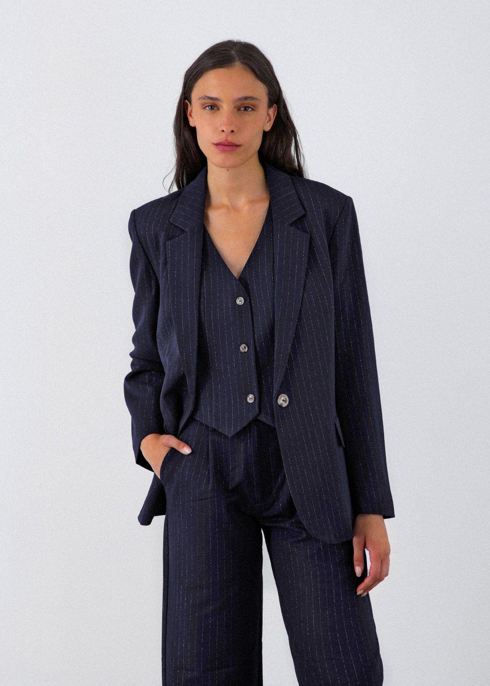 Blazer Lineas Lurex Azul Mujer Raindoor-1