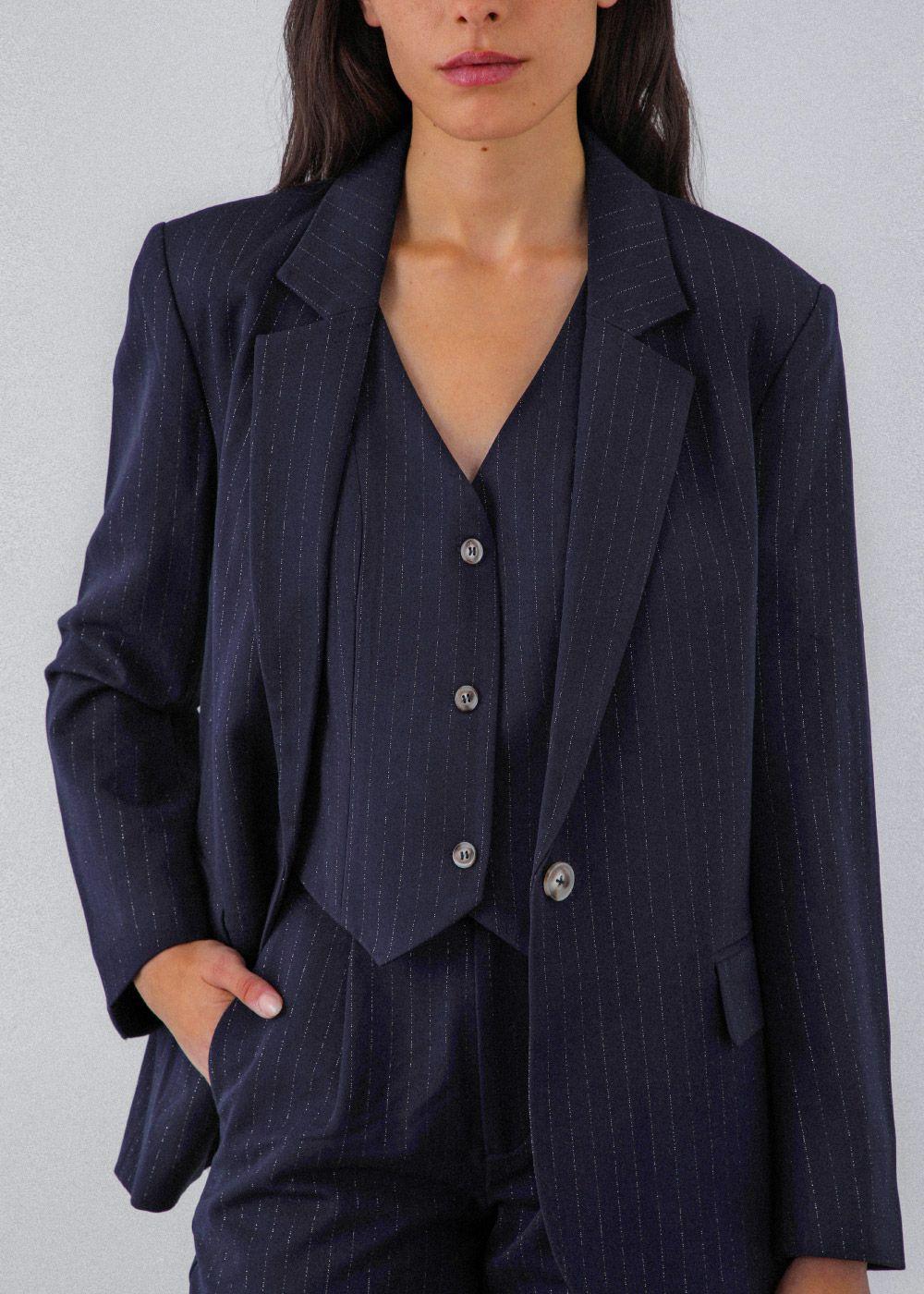 Blazer Lineas Lurex Azul Mujer Raindoor-2
