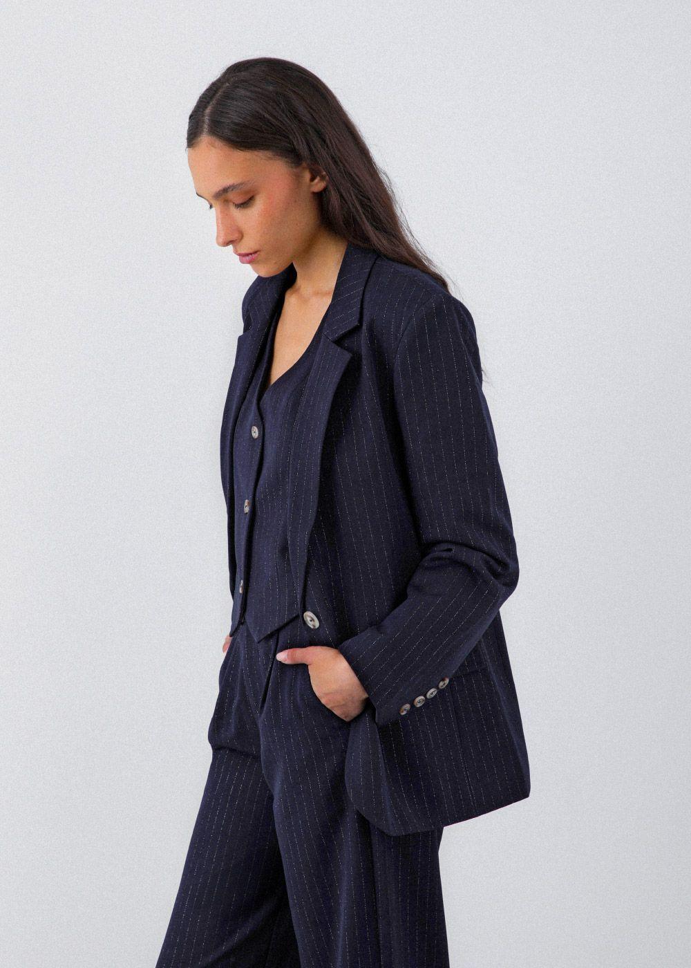 Blazer Lineas Lurex Azul Mujer Raindoor-3