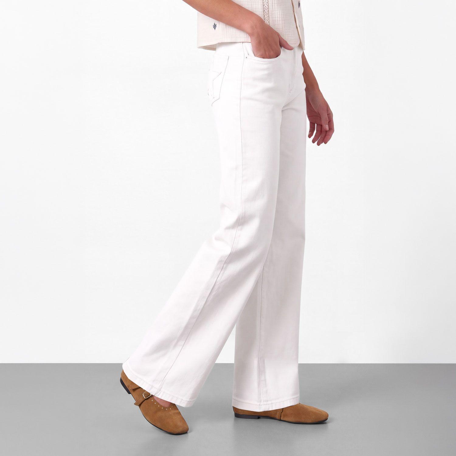 Pantalon Estrella Desflecado Blanco Mujer Raindoor-1