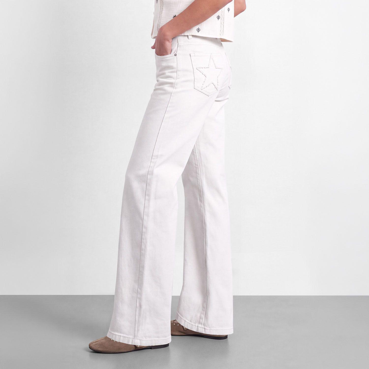 Pantalon Estrella Desflecado Blanco Mujer Raindoor-3