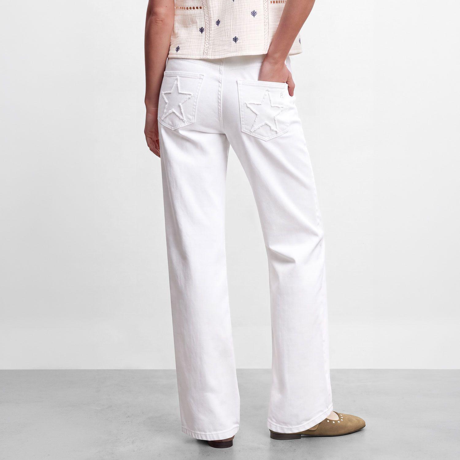 Pantalon Estrella Desflecado Blanco Mujer Raindoor-4