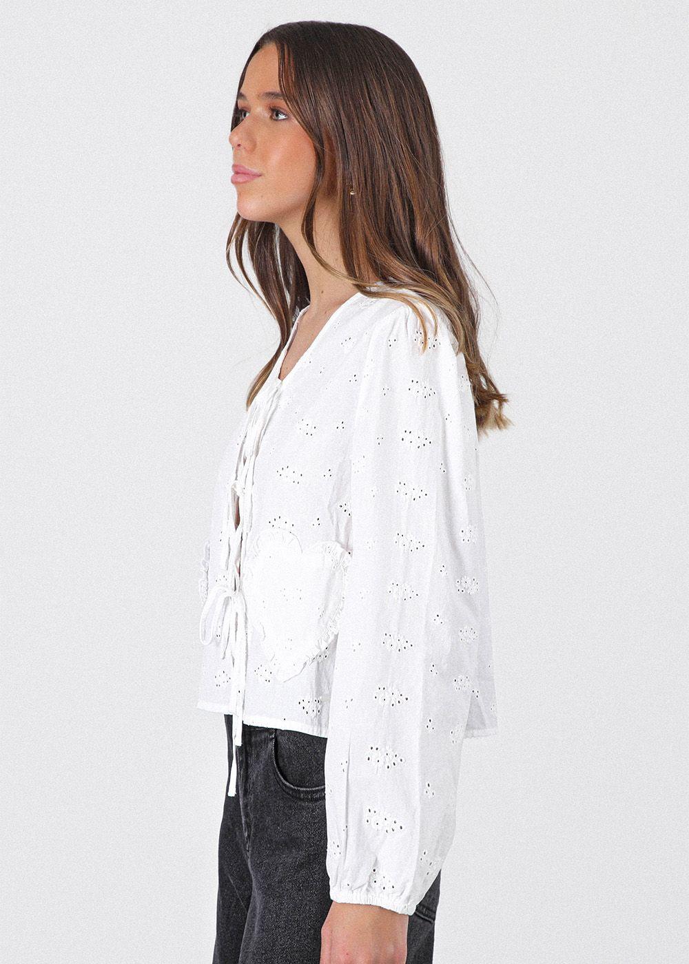 Blusa Bolsillo Corazón Blanco Mujer Raindoor-3