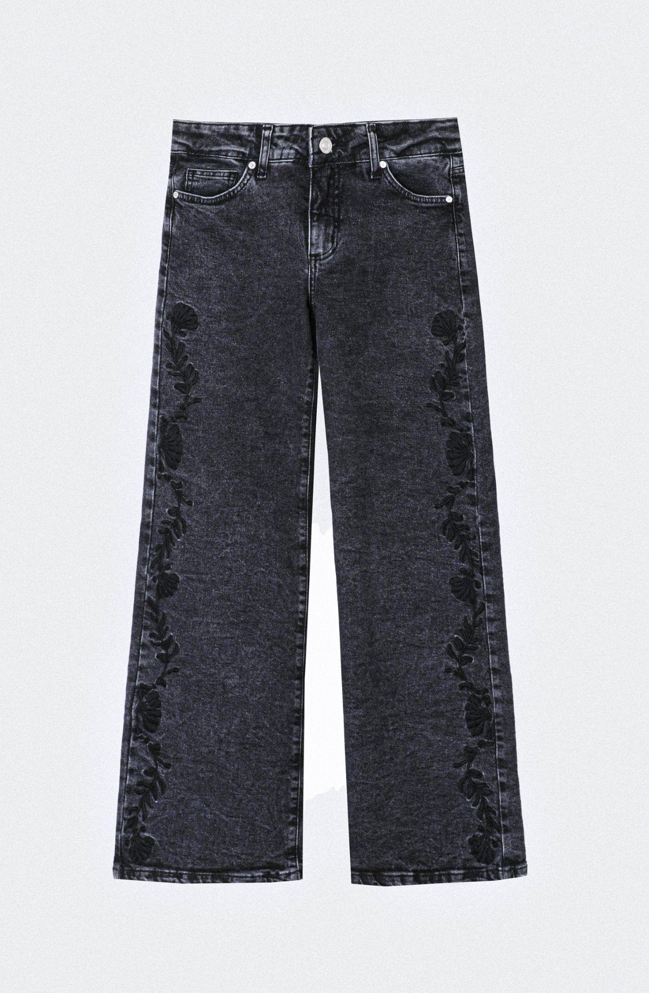 Pantalón Bordado Floral Gris Mujer Raindoor-5