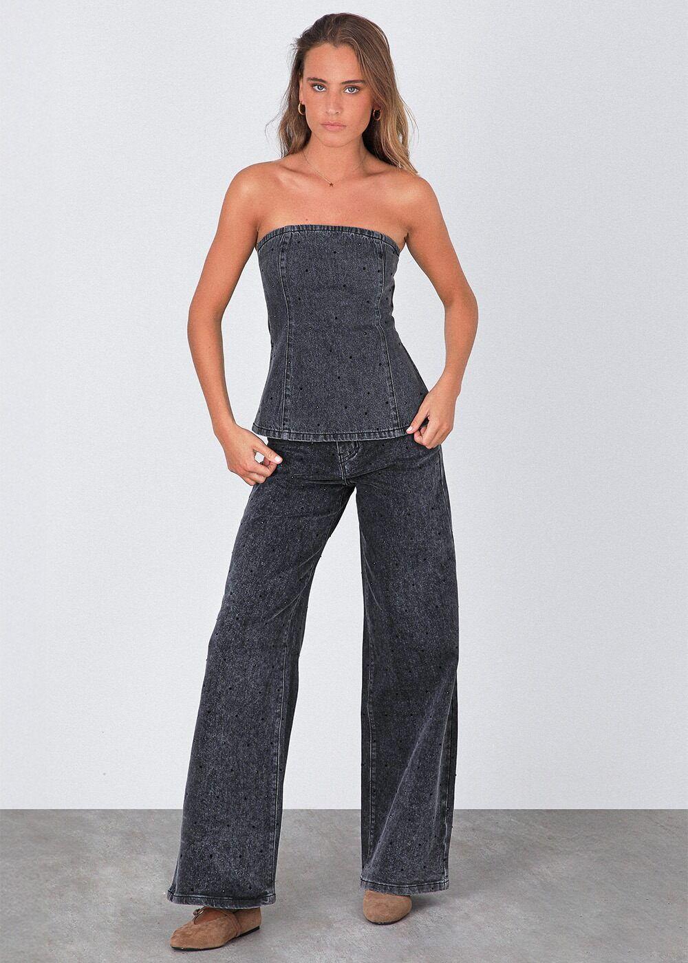 Pantalón strass Negro Mujer Raindoor-5