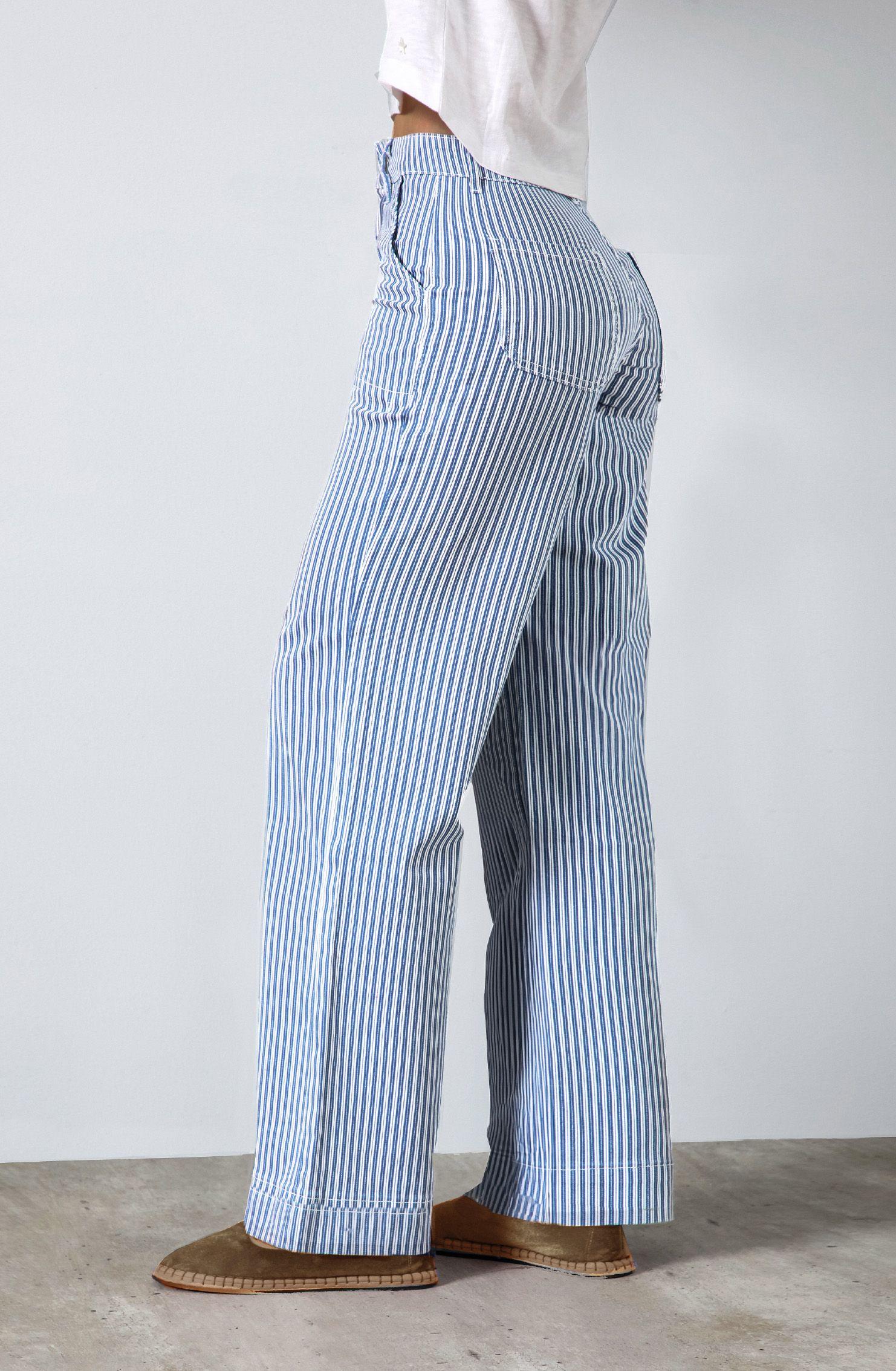 Pantalón Denim Azul Rayas Straight Mujer Raindoor-0