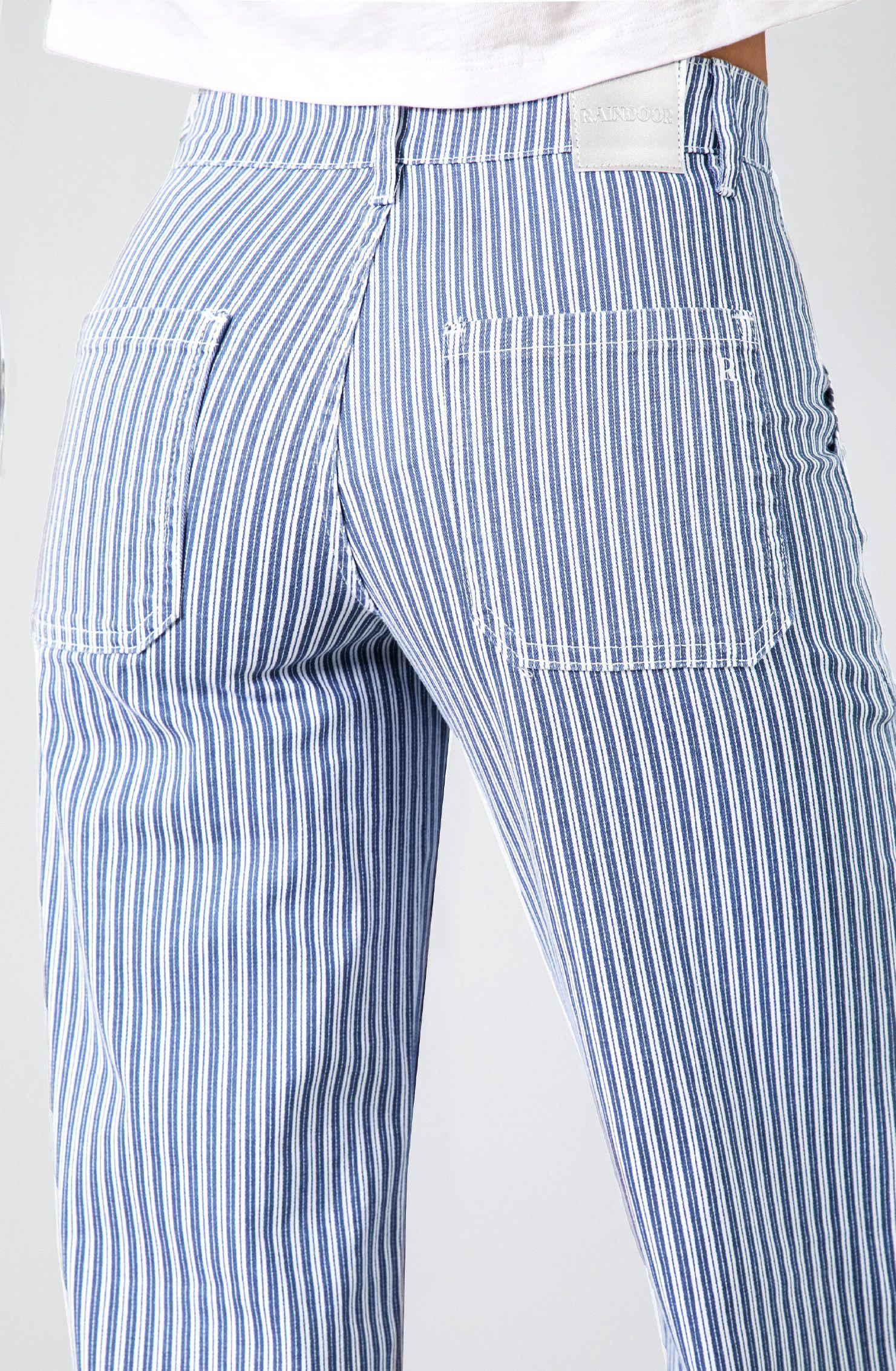 Pantalón Denim Azul Rayas Straight Mujer Raindoor-1