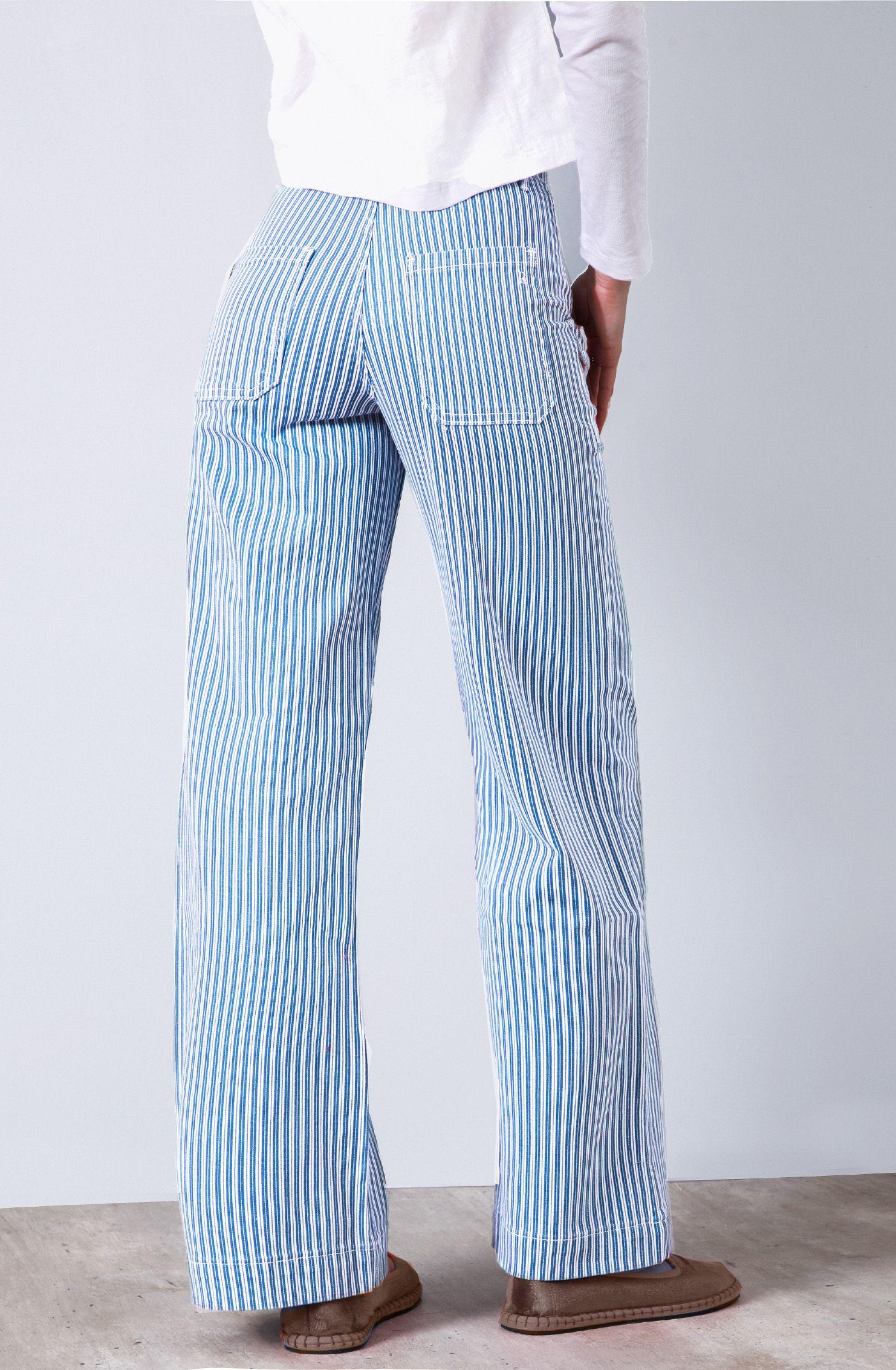 Pantalón Denim Azul Rayas Straight Mujer Raindoor-2