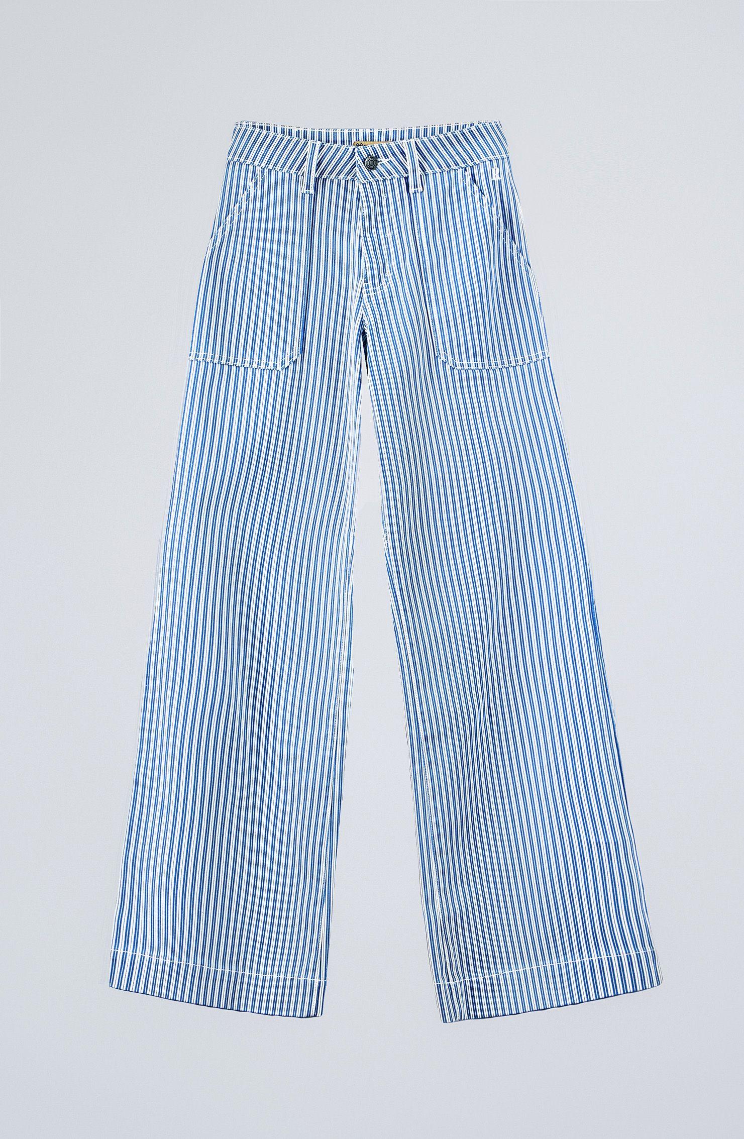 Pantalón Denim Azul Rayas Straight Mujer Raindoor-3