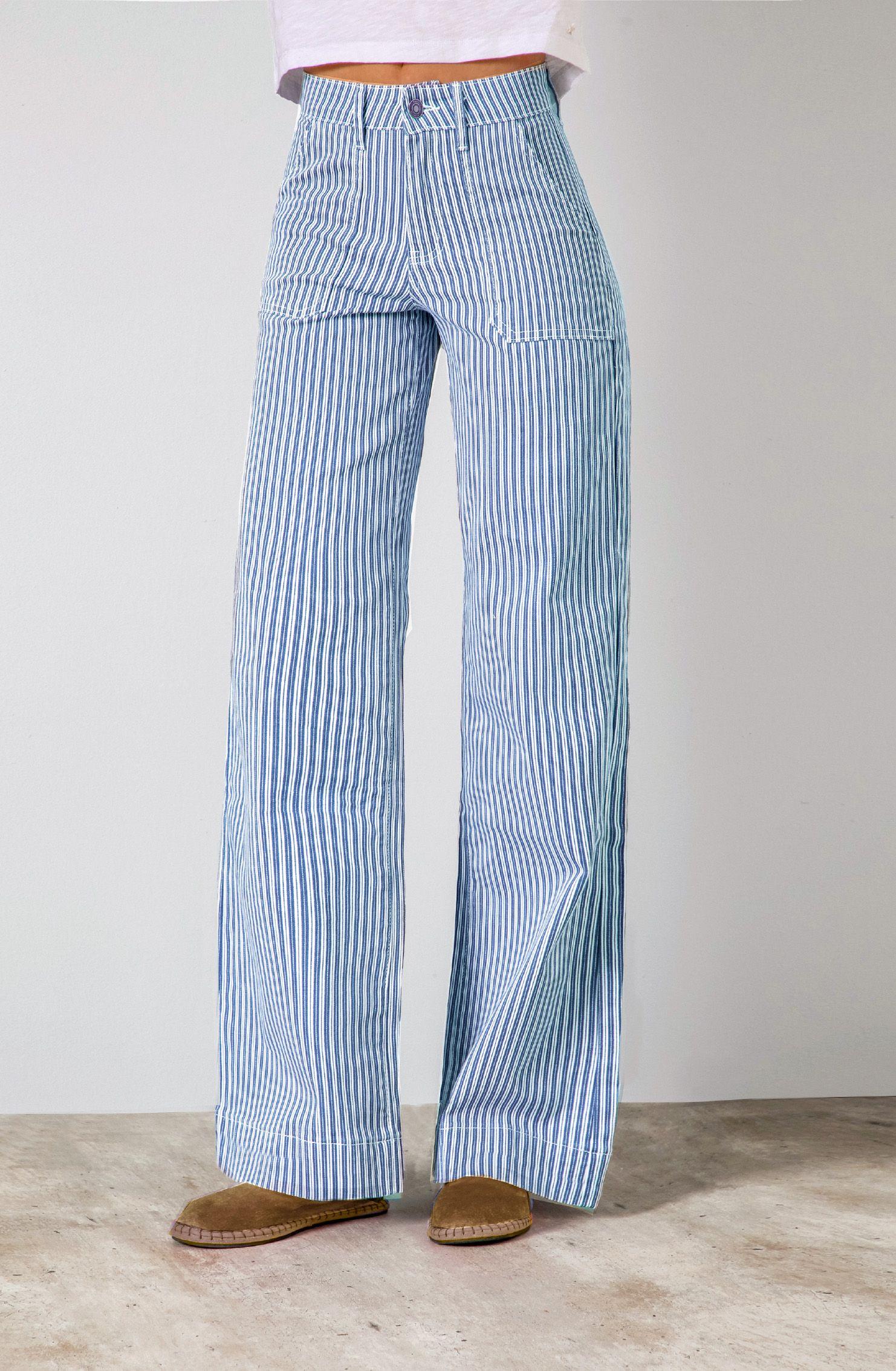 Pantalón Denim Azul Rayas Straight Mujer Raindoor-5