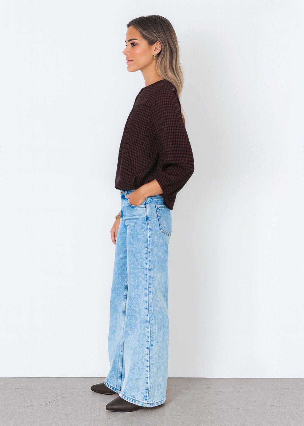 Pantalón Tiro Bajo Azul Mujer Raindoor-3