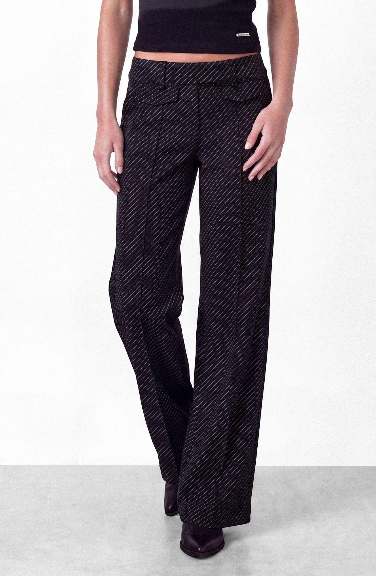 Pantalon Sastrero Rayas Negro Mujer Raindoor-1