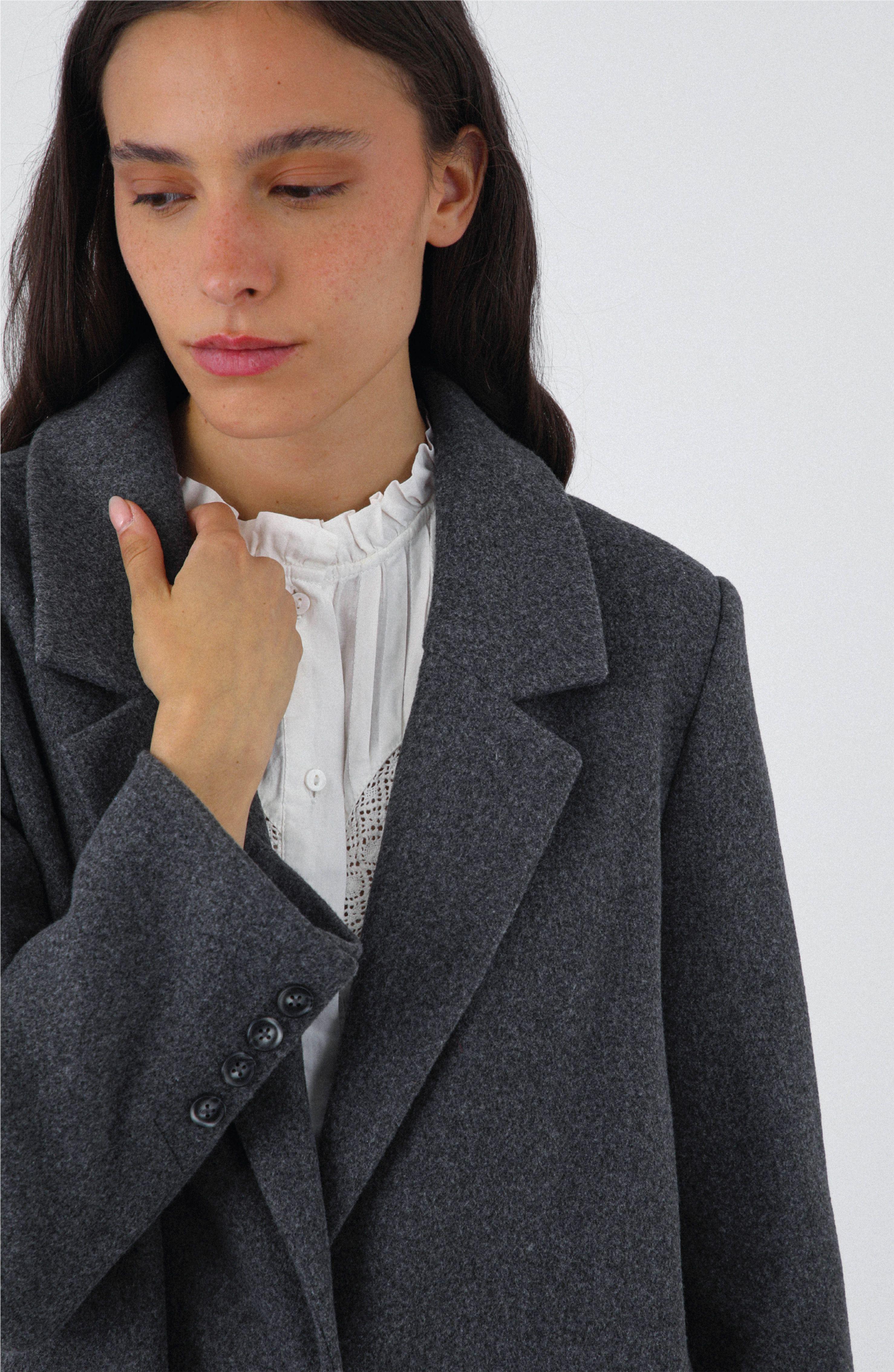 Abrigo Lanilla Melange Gris Mujer Raindoor-1