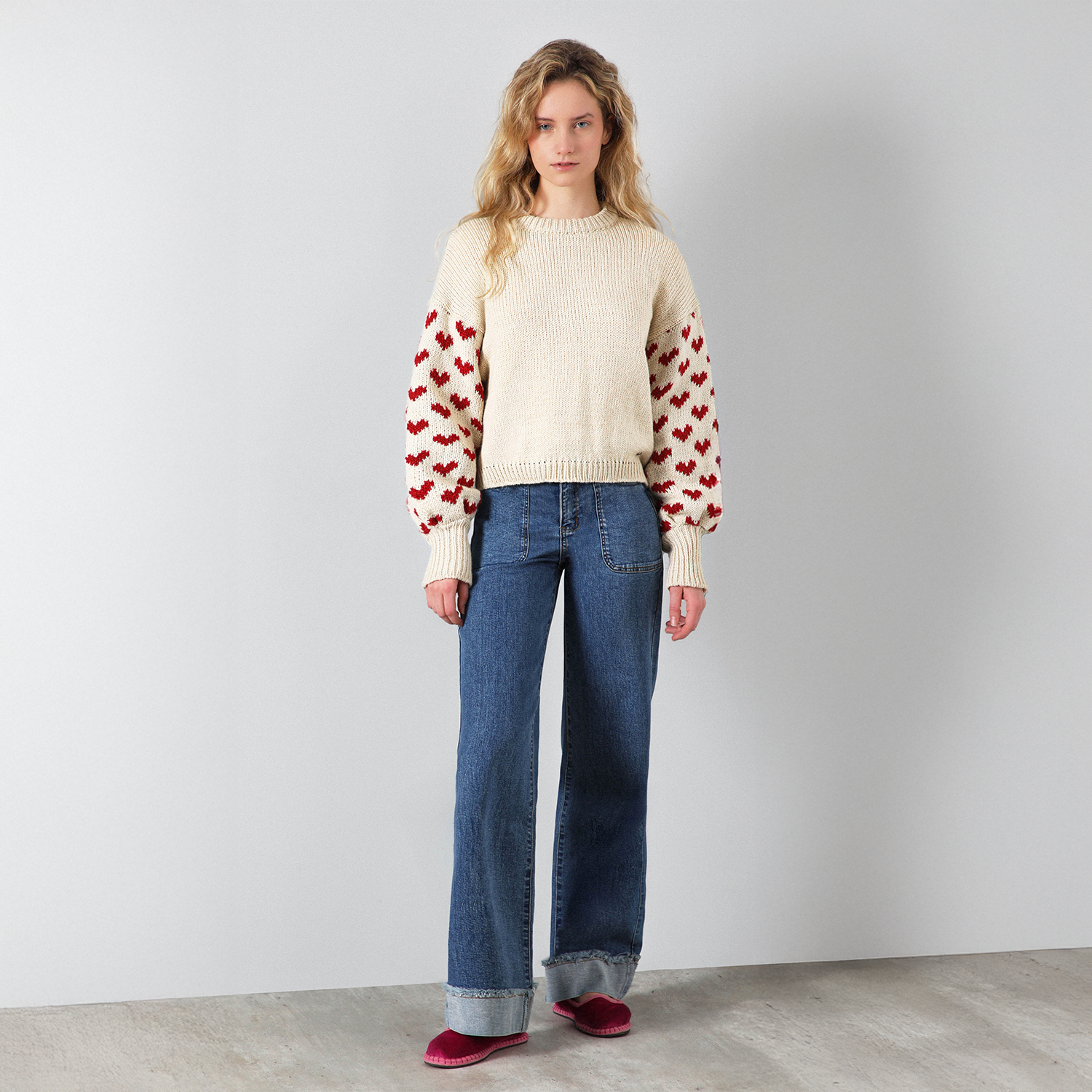 Sweater Corazones Beige Mujer Raindoor-1