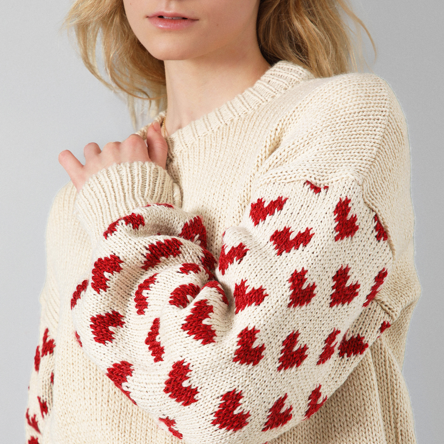 Sweater Corazones Beige Mujer Raindoor-3
