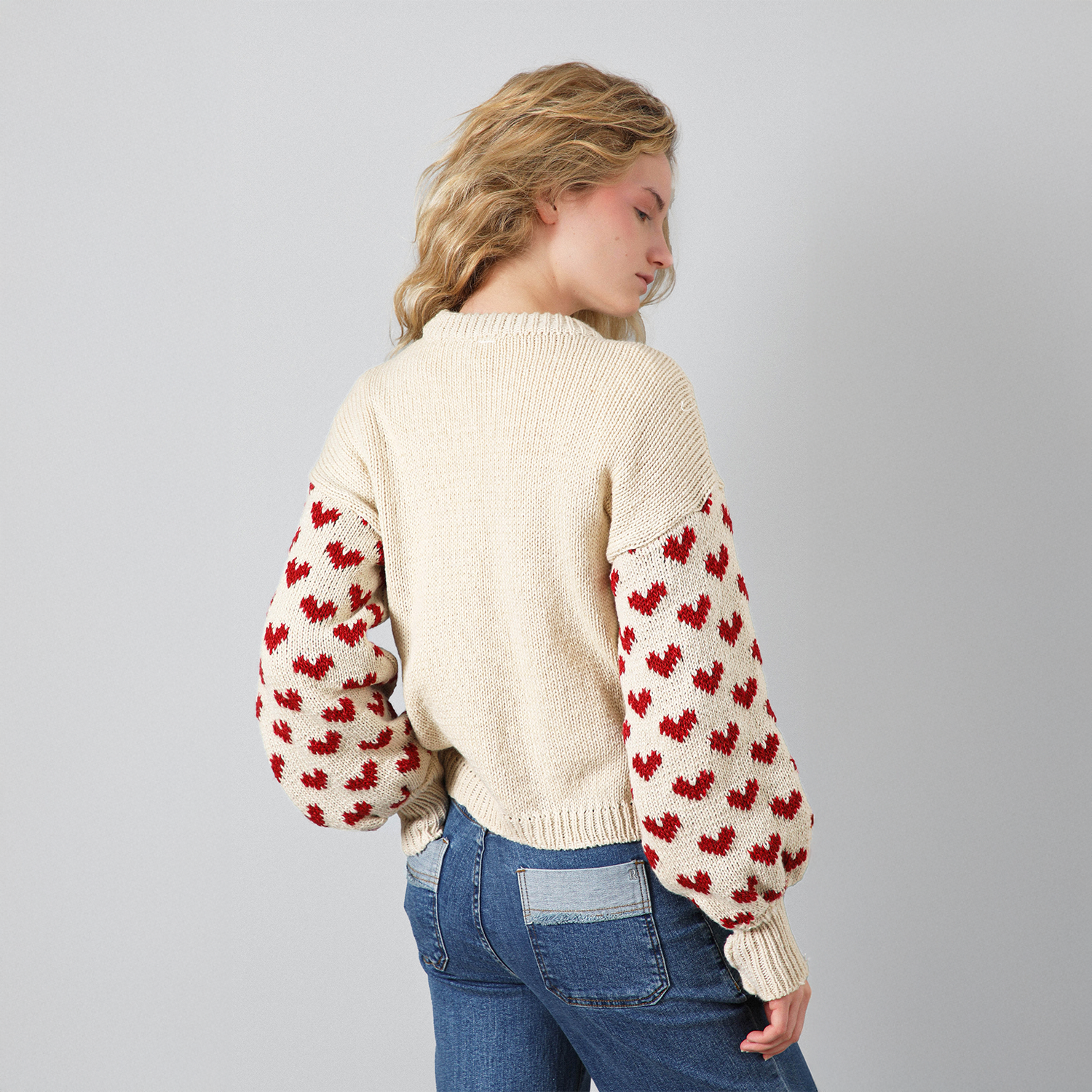Sweater Corazones Beige Mujer Raindoor-6