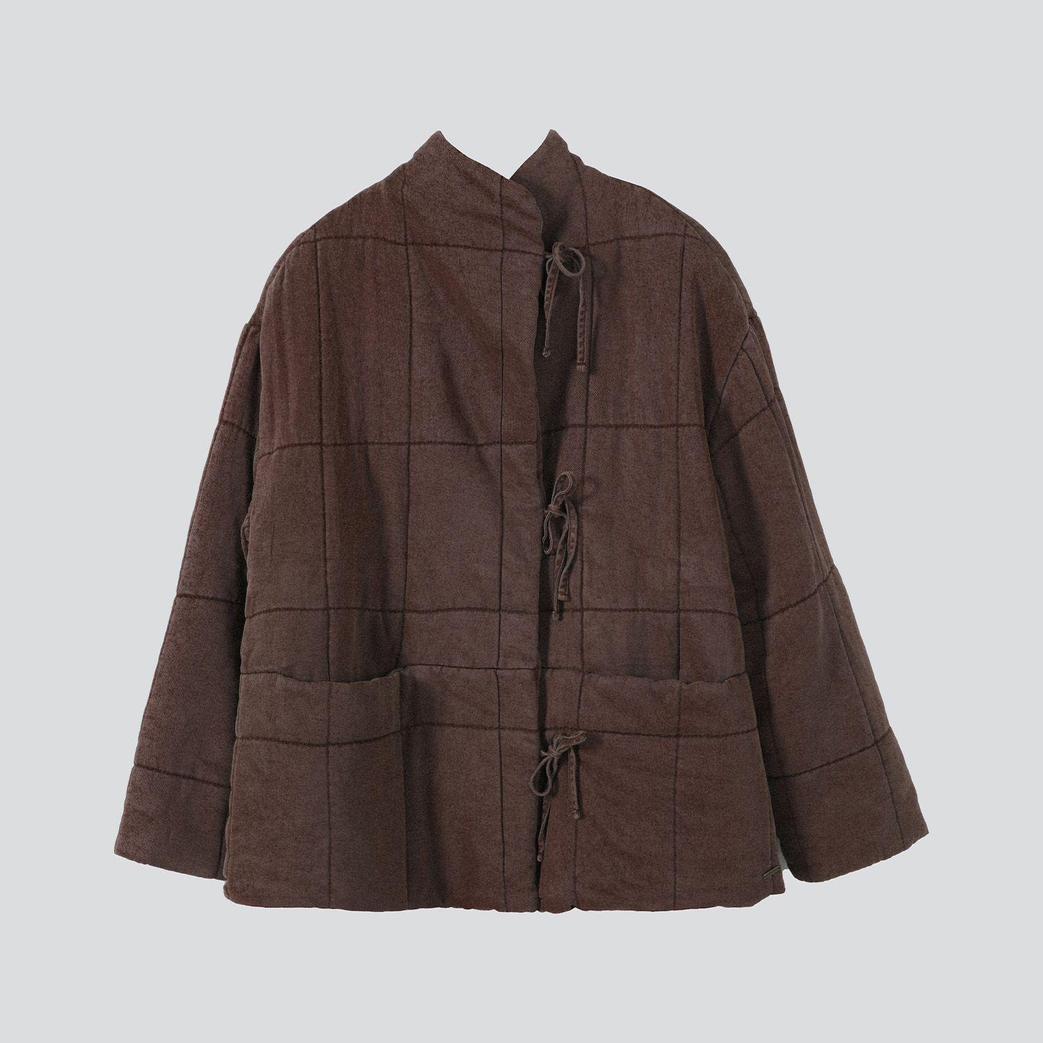 Chaqueta Acolchada Cintas Café Mujer Raindoor-4