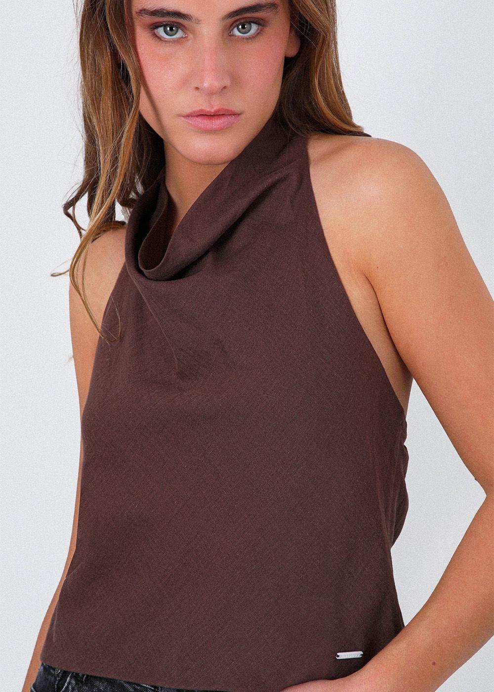 Top Halter Café Mujer Raindoor-1