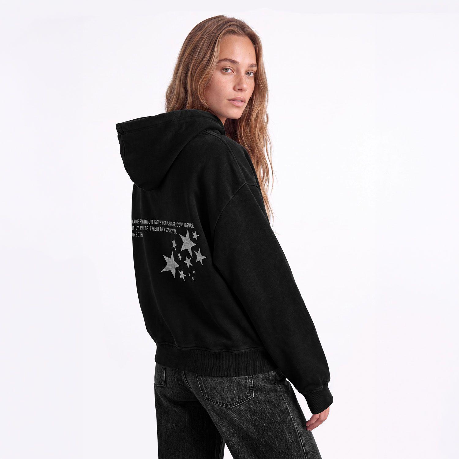 Poleron Hoodie Raindoor Girls Negro Mujer-4