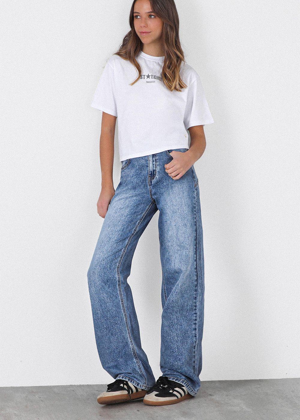 Pantalón Straight Estrella Print Azul Mujer Raindoor-2