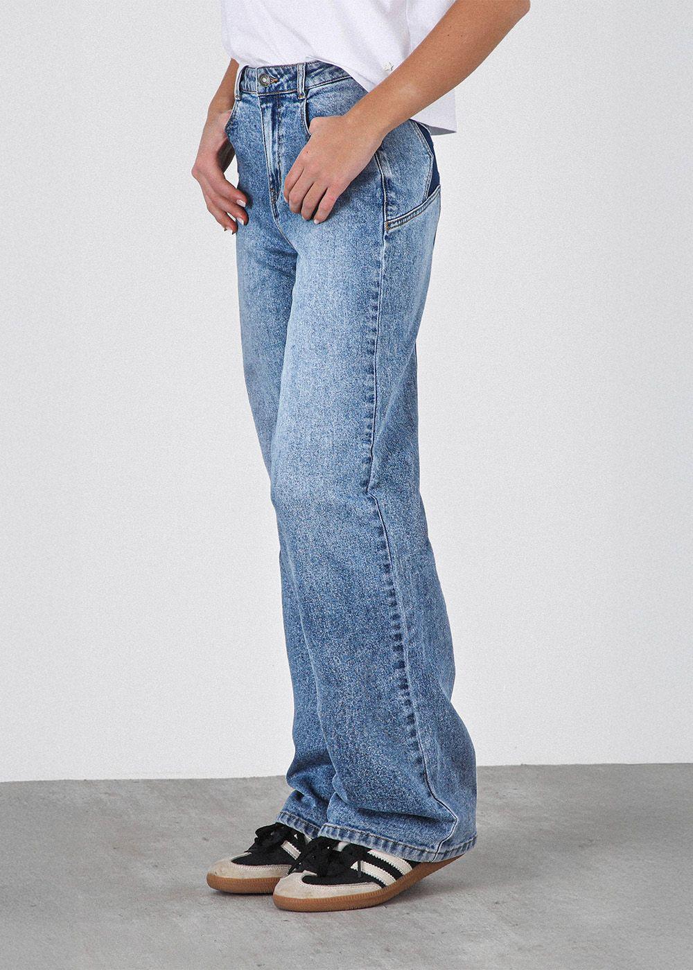 Pantalón Straight Estrella Print Azul Mujer Raindoor-3