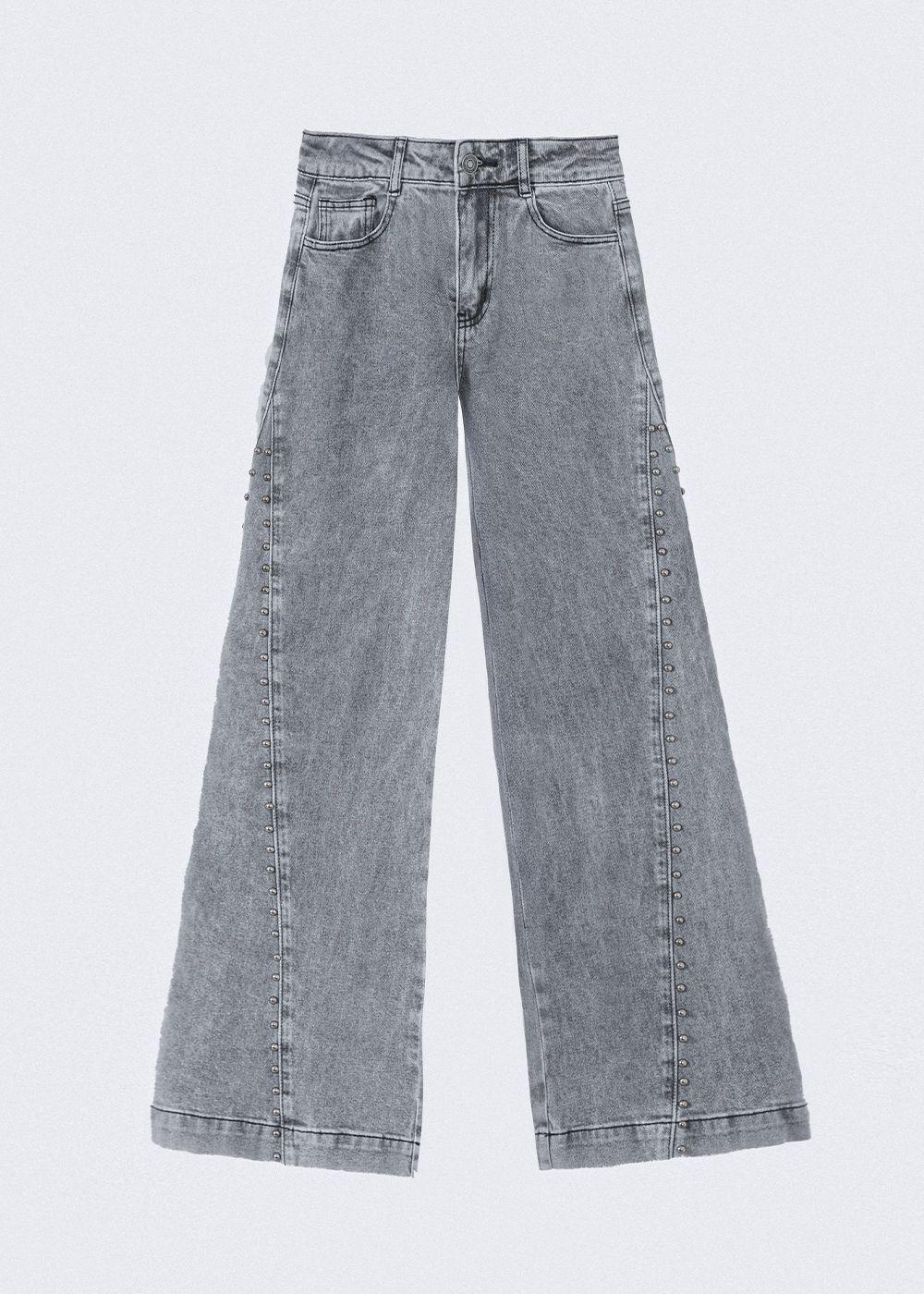 Pantalón Tachas Corte Lateral Gris Mujer Raindoor-3