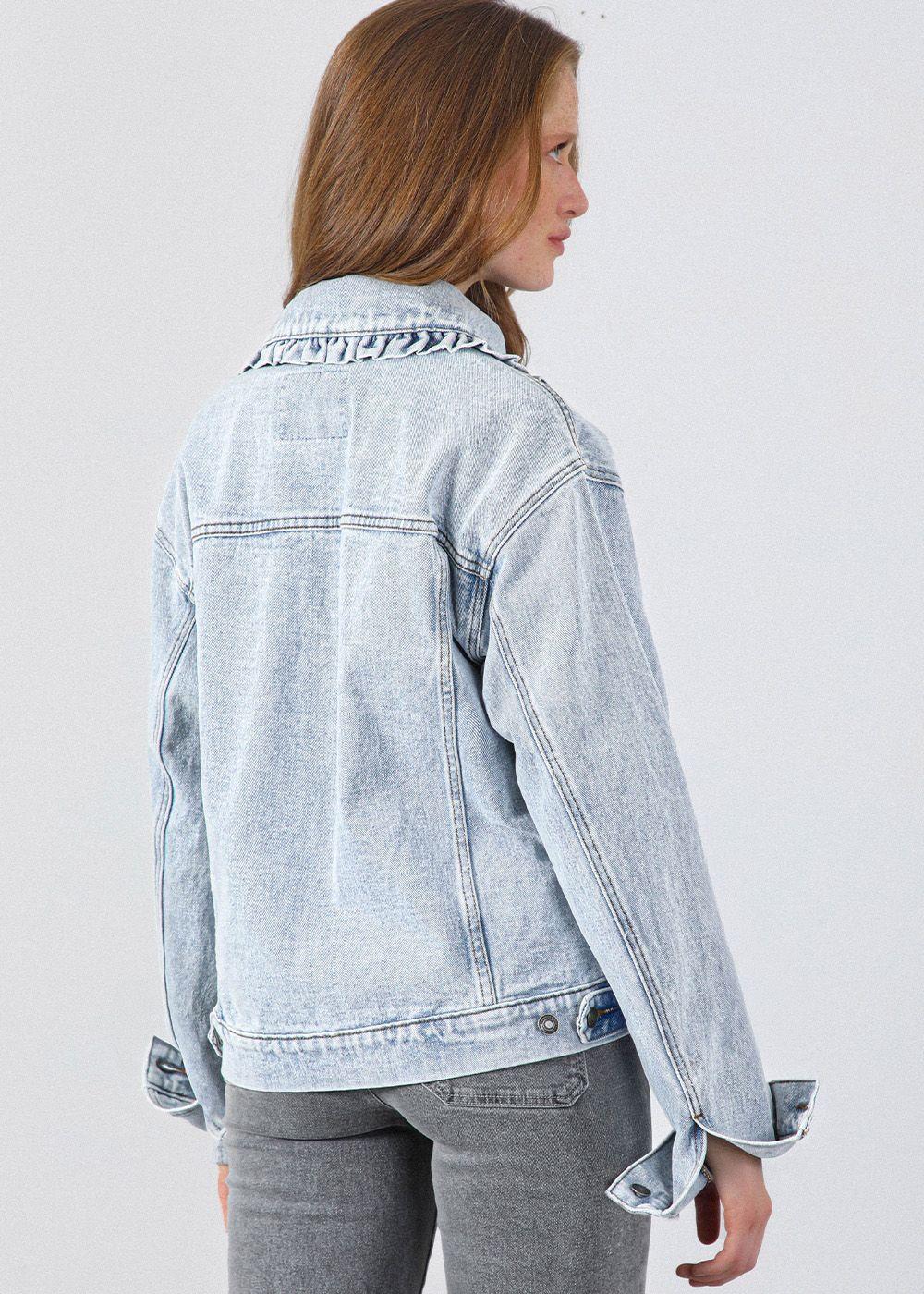 Chaqueta Denim Cuello Vuelos Azul Mujer Raindoor-4