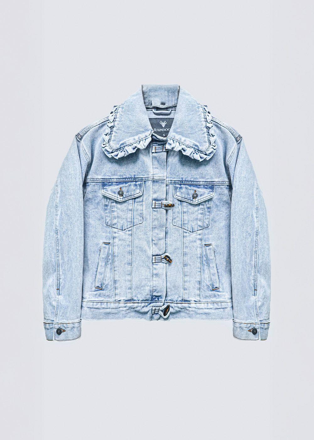 Chaqueta Denim Cuello Vuelos Azul Mujer Raindoor-5