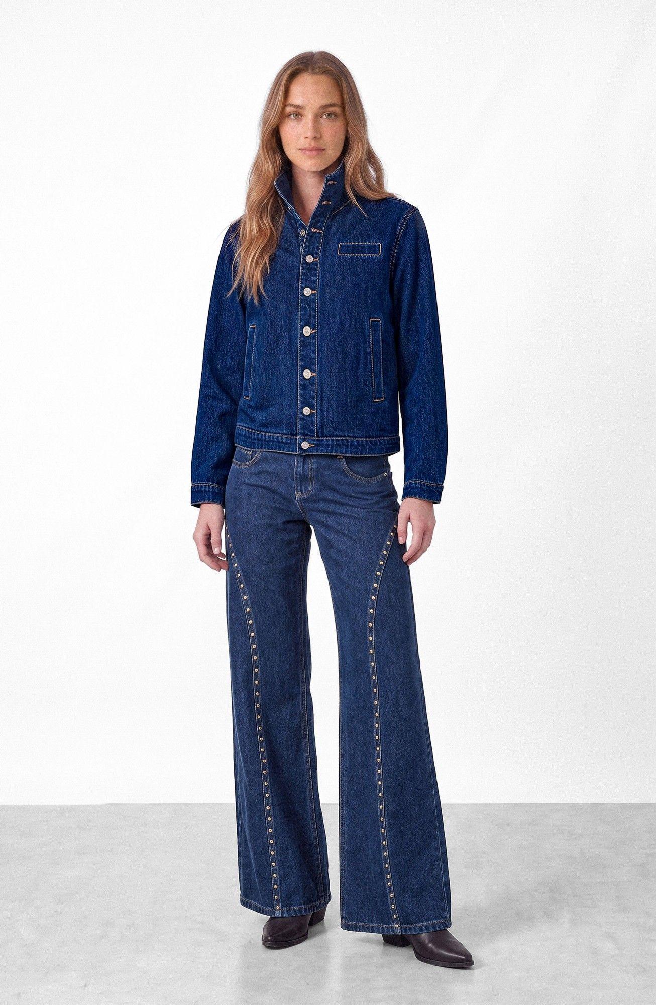 Pantalon Cortes Tachas Azul Mujer Raindoor-0