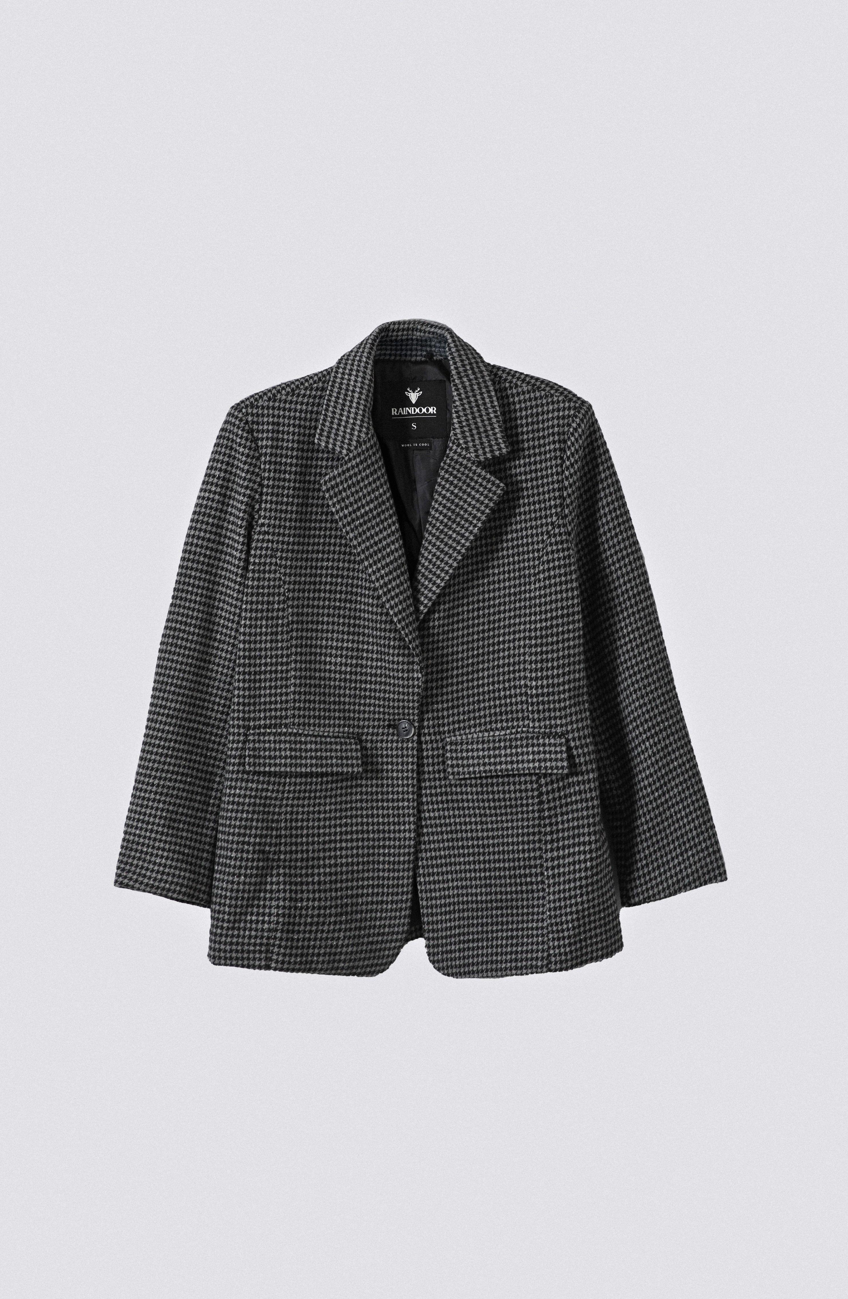 Blazer Tejido Tartan Café Mujer Raindoor-0