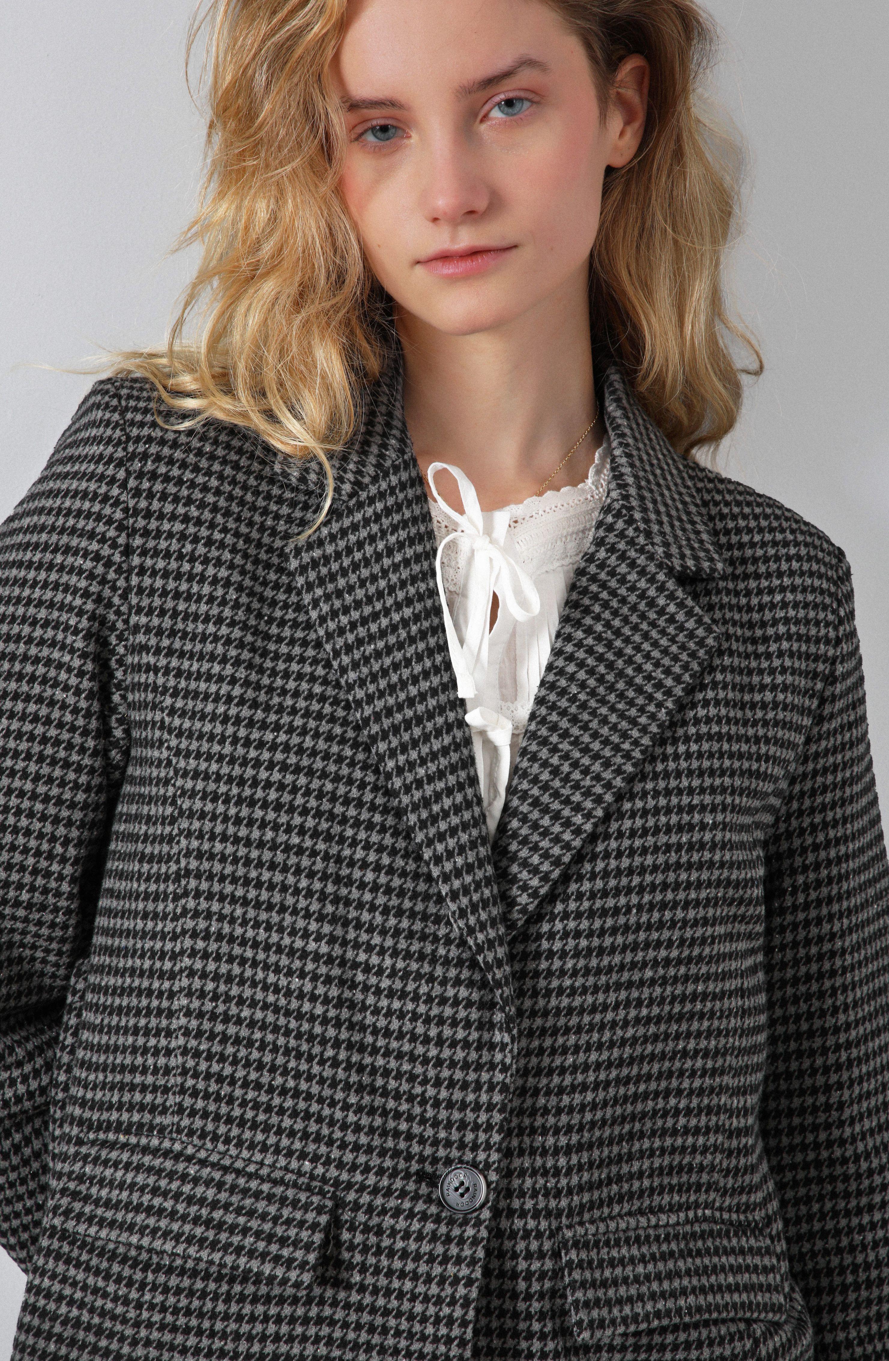 Blazer Tejido Tartan Café Mujer Raindoor-1