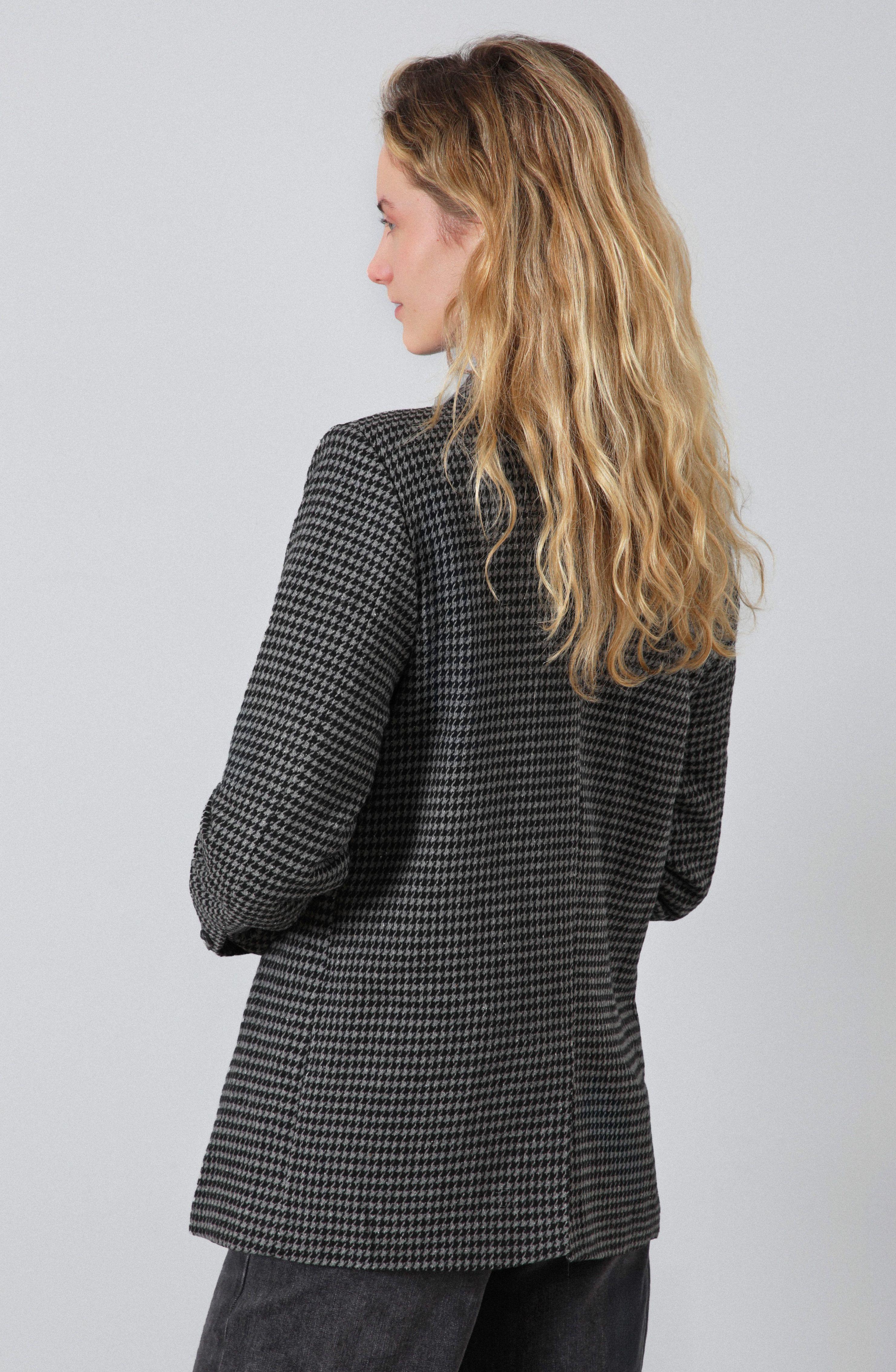 Blazer Tejido Tartan Café Mujer Raindoor-2
