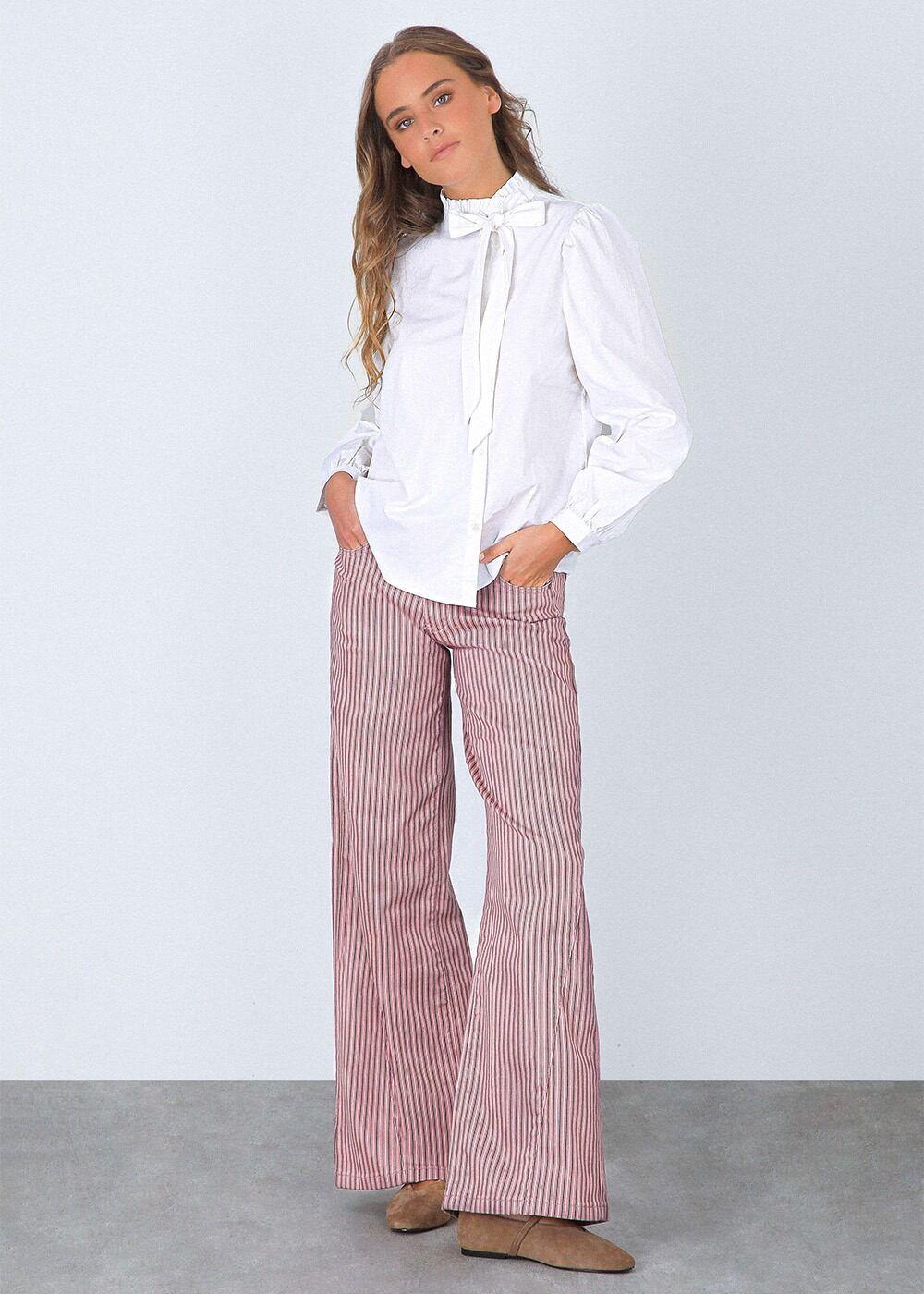 Blusa lazo cuello alto blanco Mujer Raindoor-1