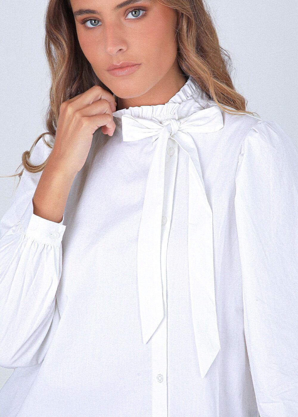 Blusa lazo cuello alto blanco Mujer Raindoor-2