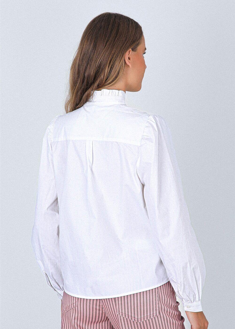 Blusa lazo cuello alto blanco Mujer Raindoor-5