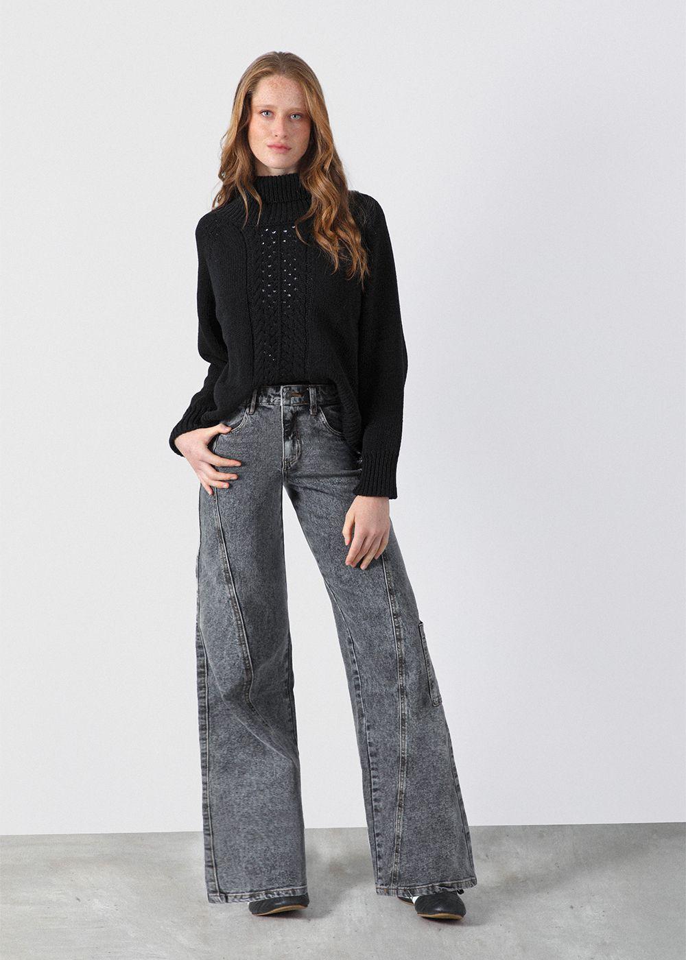 Pantalón Diagonal Bolsillo Gris Mujer Raindoor-0