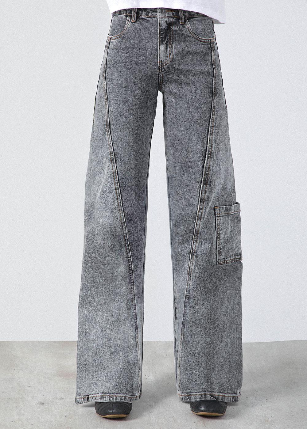 Pantalón Diagonal Bolsillo Gris Mujer Raindoor-1