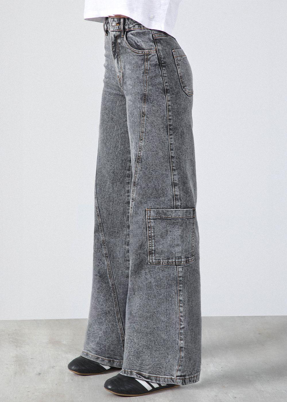 Pantalón Diagonal Bolsillo Gris Mujer Raindoor-2