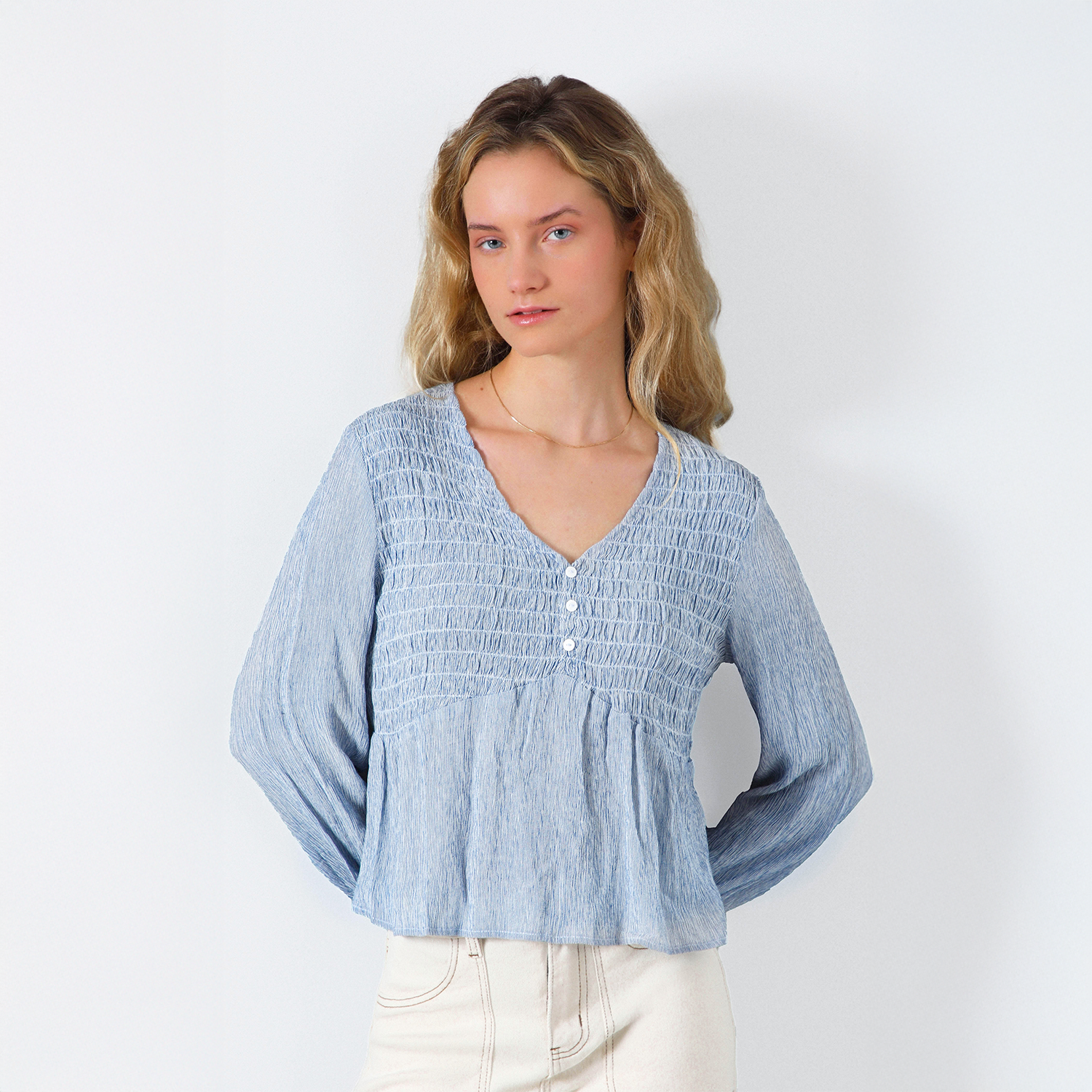 Blusa Panal Lineas Azul Mujer Raindoor-0