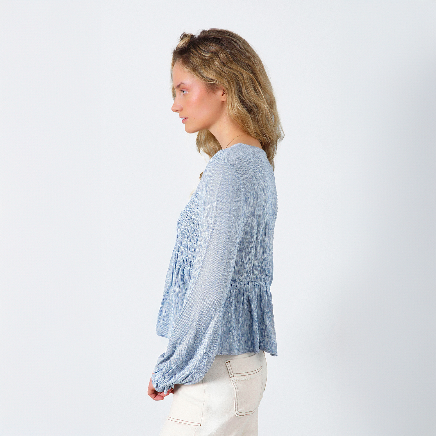 Blusa Panal Lineas Azul Mujer Raindoor-2