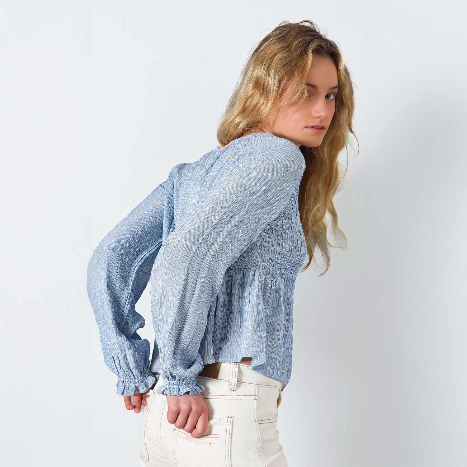 Blusa Panal Lineas Azul Mujer Raindoor-3