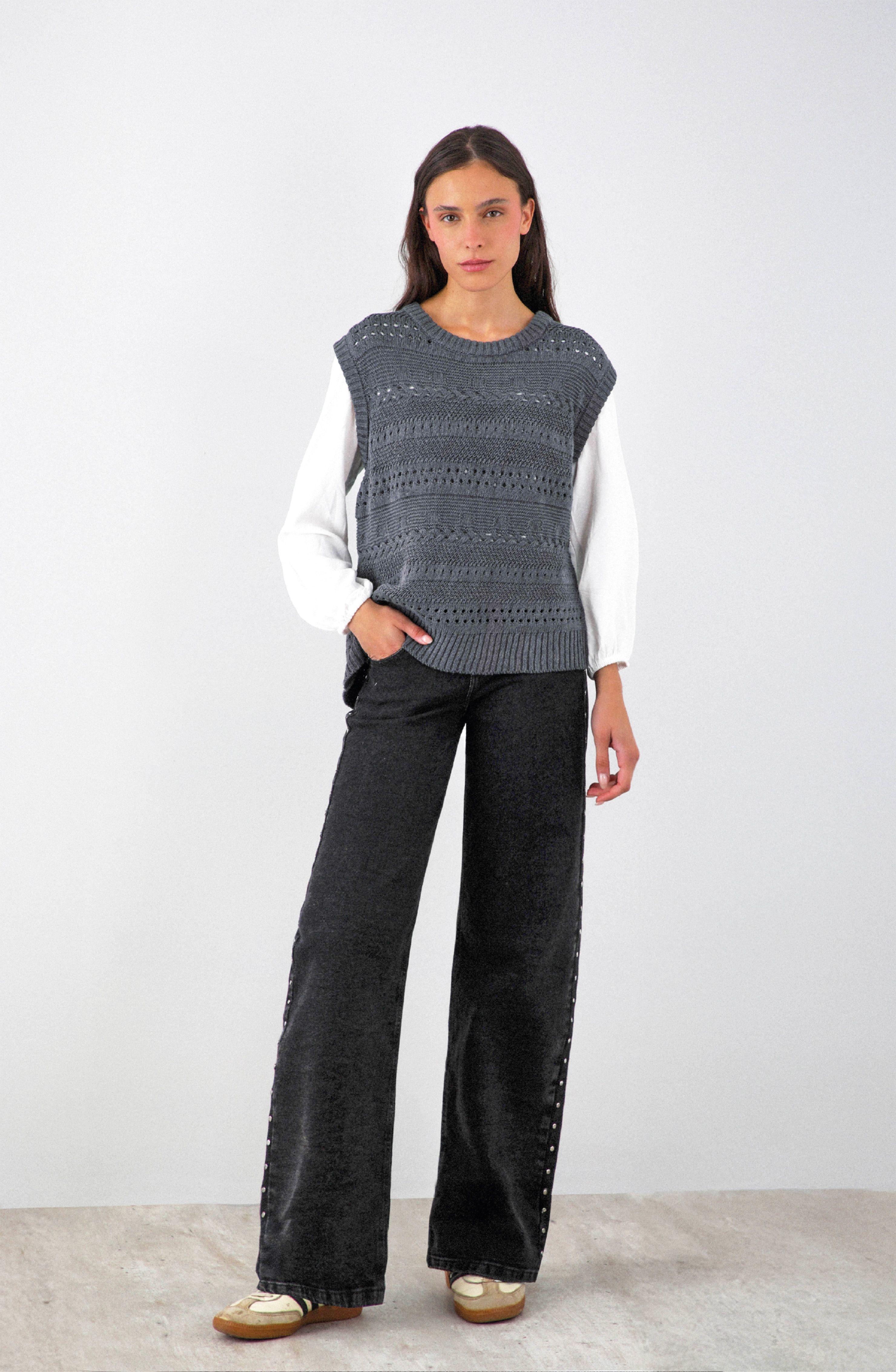 Sweater Vest Trenzado Gris Mujer Raindoor-2