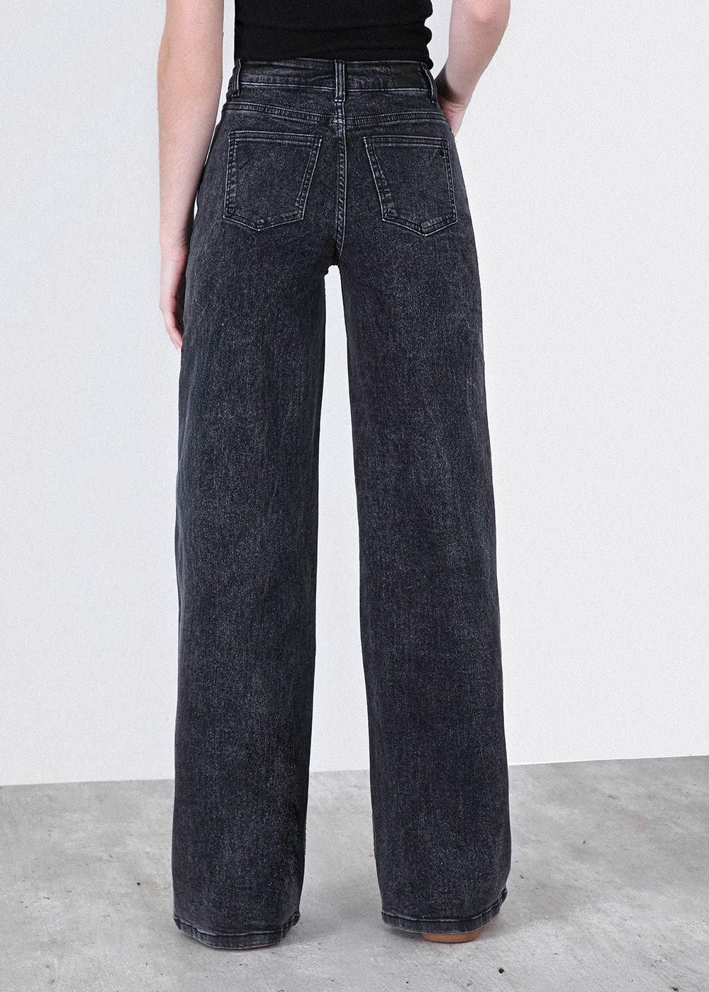 Pantalón Wide Leg Strass Negro Mujer Raindoor-4