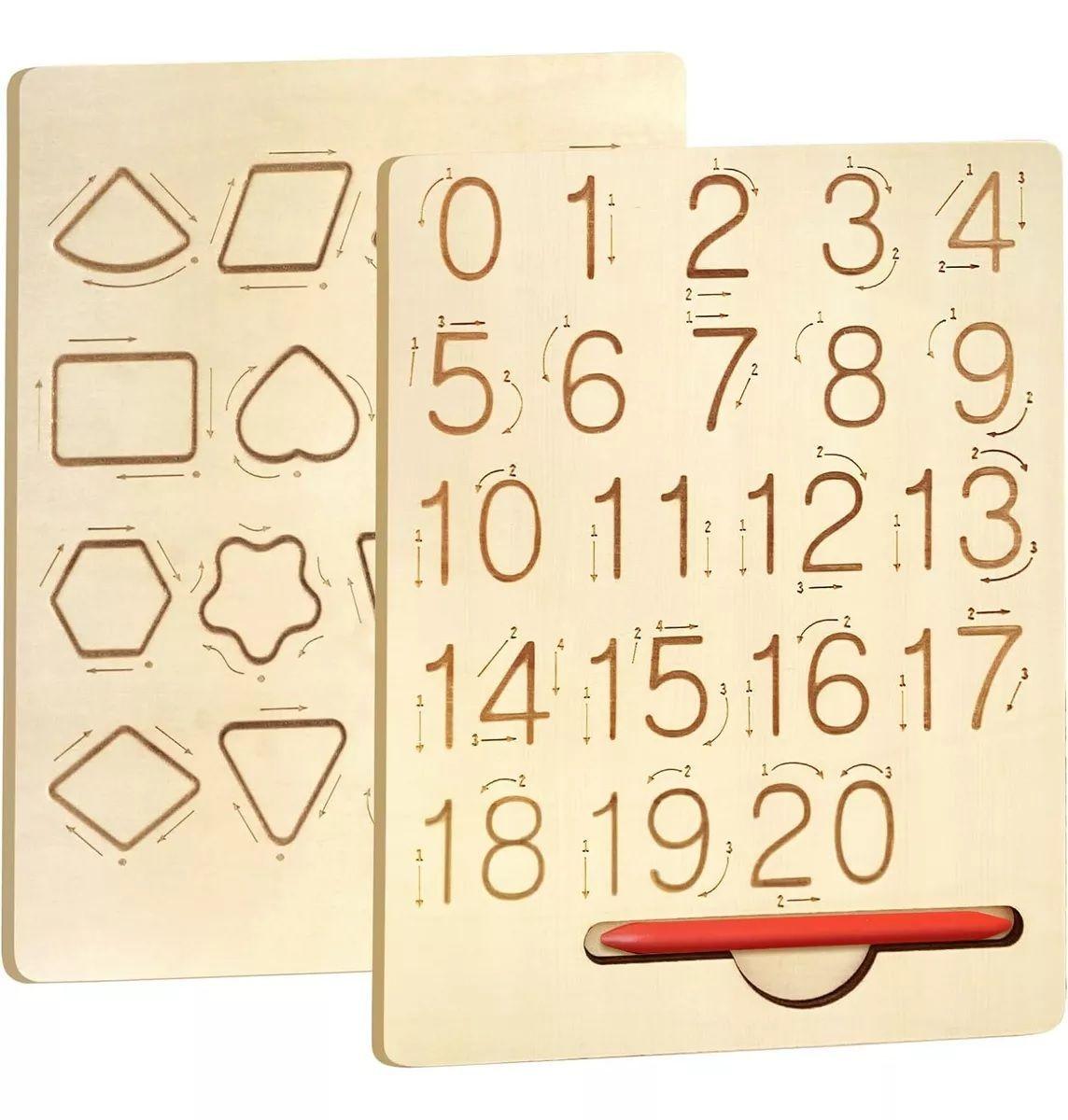Madera Para Practicar Números Y Formas, Números y Ortografía-4