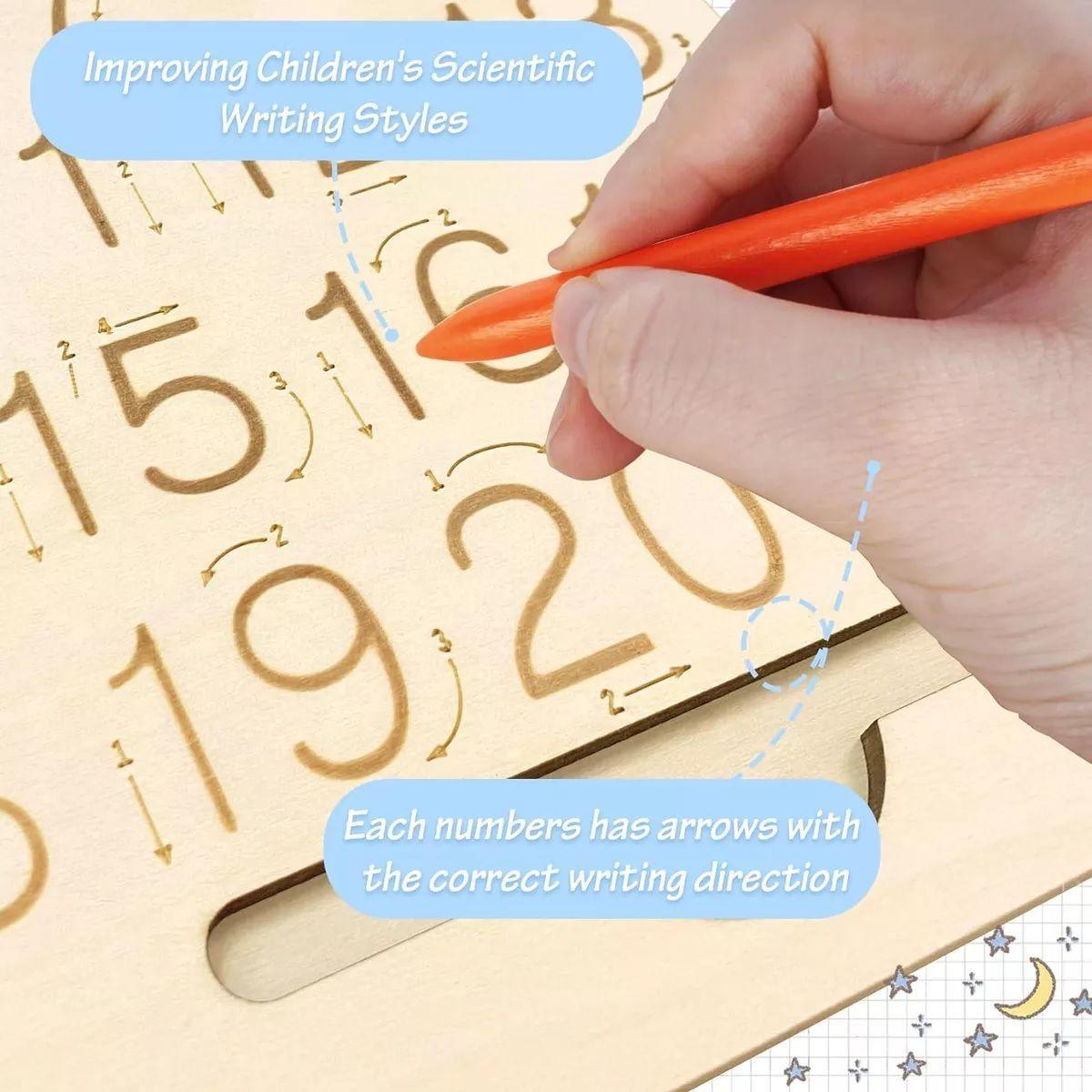 Madera Para Practicar Números Y Formas, Números y Ortografía-6