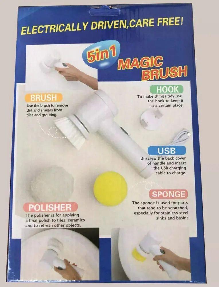 Cepillo De Limpieza El ctrico Giratorio Con 5 Cabezales Blanco-6