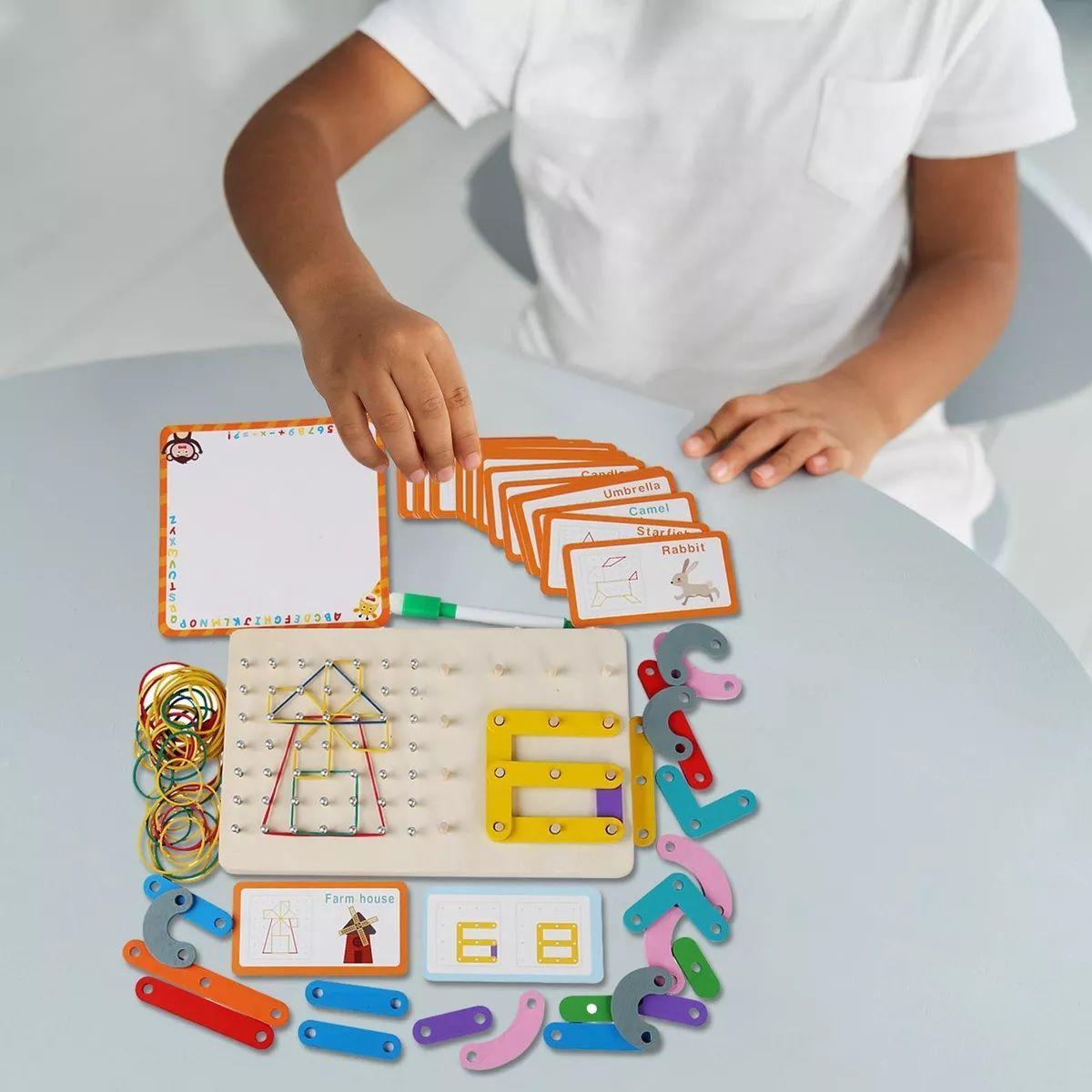 Tablero Madera Geoplano Isometirco Tabla Encaje Juego 3 En 1-7