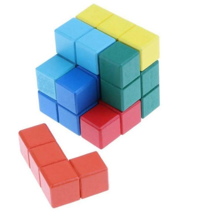 Cubo De Madera Rubik, Tetris 7 Piezas, Juego De Ingenio-3